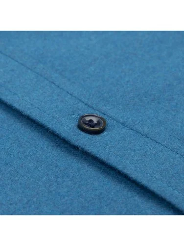 Germirli Dark Blue Plain Tailor Fit Relaxed Fit Button-down Collar Albini Flannel Shirt - 3