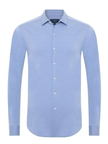 Germirli Dark Blue Soft Collar Albini 3D Germirli Slim Fit Active Textured Shirt - 1