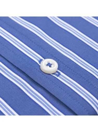 Germirli Dark Blue Striped Button-Down Collar Exclusive Tailor Fit Cotton Shirt - 3