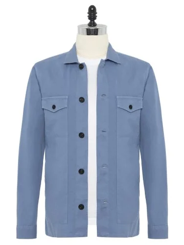 Germirli Elemental Blue Vintage Side Pocket Cotton Linen Jacket Shirt - 1