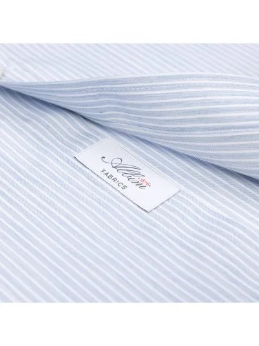 Germirli Exclusive Italian Collar Blue Striped Albini Tailor Fit Tencel Shirt - 2