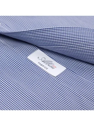 Germirli Exclusive Italian Collar Navy Checkered Albini Tailor Fit Piumino Cotton Shirt - 2