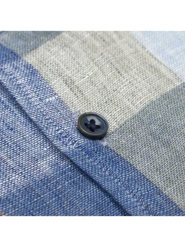 Germirli Flap Pocket Soft Collar Blue Beige Green Plaid Linen Tailor Fit Overshirt Shirt - 3