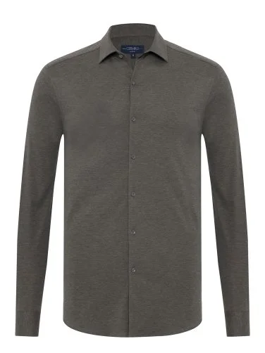 Germirli Grey Melange Albini Active 4Flex Soft Collar Slim Fit Shirt - 1