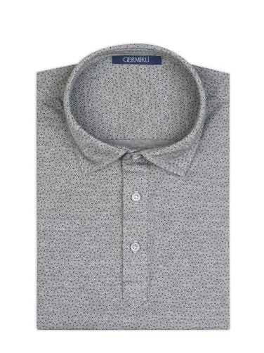 Germirli Gray Piquet Patterned Shirt Collar Regular Fit T-Shirt - 2