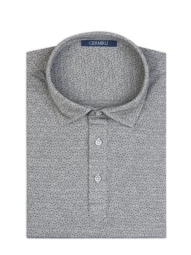 Germirli Gray Piquet Patterned Shirt Collar Regular Fit T-Shirt - 2