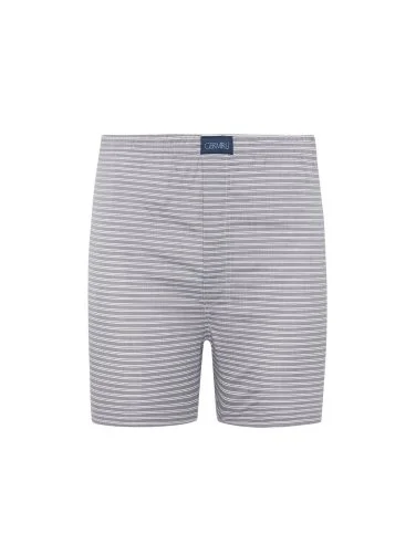Germirli Grey, White Thick Striped Cotton Boxer Shorts - 1