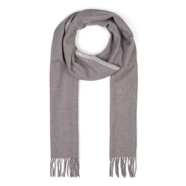 Grey Micro Patterned Wool Scarf with Germirli - 1