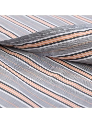 Germirli Grey Salmon Striped Button-Down Collar Pocket Tailor Fit Cotton Shirt - 4