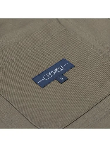 Germirli Khaki Beyoğlu Cotton Linen Jacket Shirt - 3