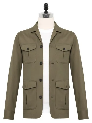 Germirli Khaki Color Utility Flap Pocket Cotton Jacket Shirt - 1