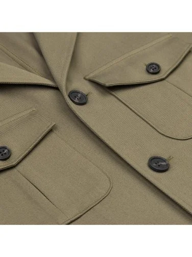 Germirli Khaki Color Utility Flap Pocket Cotton Jacket Shirt - 4