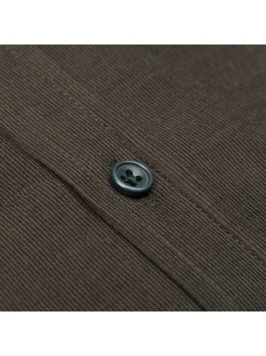 Germirli Khaki Thin Velvet Soft Collar Albini Tailor Fit Utility Pure Cotton Shirt - 5
