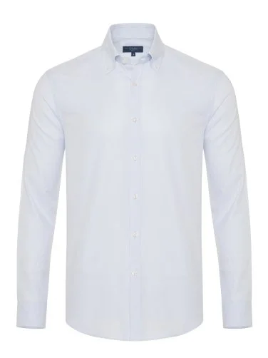 Germirli Light Blue Micro Pattern Oxford Button-down Collar Tailor Fit Shirt - 1