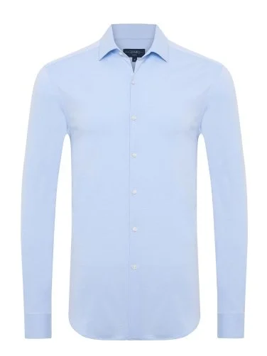 Germirli Light Blue Soft Collar Albini 3D Germirli Slim Fit Active Textured Shirt - 1