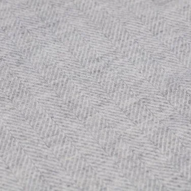 Light Grey Herringbone Wool Scarf with Germirli - 2