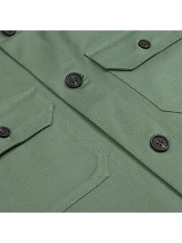 Germirli Light Green Twill Texture Tailor Fit Cotton Elastane Jacket Shirt - 3