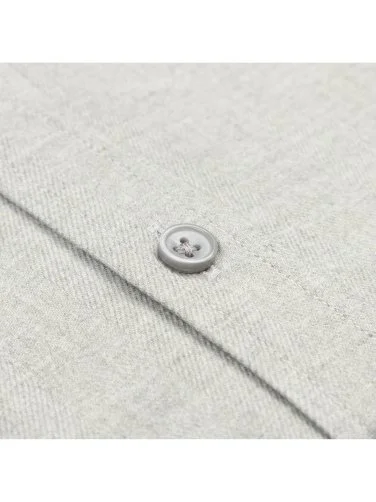 Germirli Light Grey Button-Down Collar Albini Cotton Tencel Tailor Fit Relaxed Fit Herringbone Flannel Shirt - 4