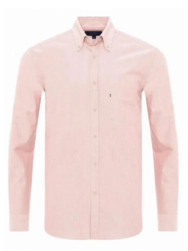 Germirli Light Pink Tailor Fit Relaxed Fit Button Down Collar Sport Oxford Organic Cotton Shirt - 1