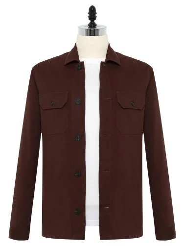 Germirli Claret Red Tailor Fit Relaxed Fit Cotton Jacket Shirt - 1