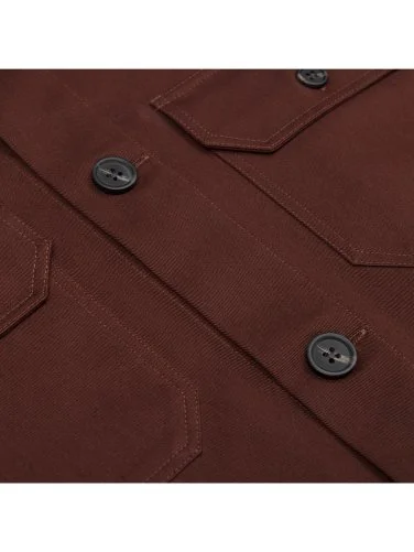 Germirli Claret Red Tailor Fit Relaxed Fit Cotton Jacket Shirt - 3