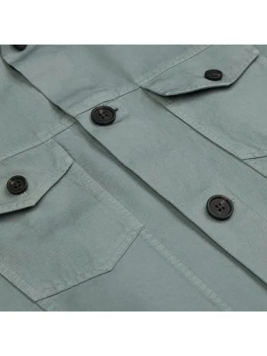 Germirli Mineral Green Vintage Fillet Pocket Cotton Linen Jacket Shirt - 3