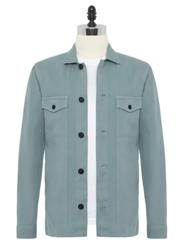 Germirli Mineral Green Vintage Side Pocket Cotton Linen Jacket Shirt - 1