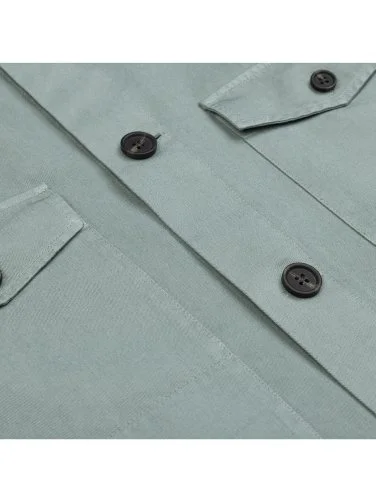 Germirli Mineral Green Vintage Side Pocket Cotton Linen Jacket Shirt - 3