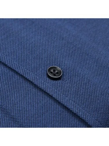 Germirli Navy Blue Knitted Fabric Lapel Collar Tailor Fit Cotton Shirt - 4