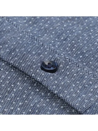 Germirli Navy Blue Piquet Patterned Shirt Collar Regular Fit T-Shirt - 3