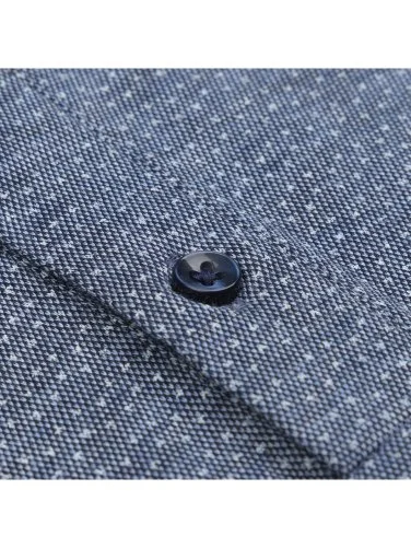 Germirli Navy Blue Piquet Patterned Shirt Collar Regular Fit T-Shirt - 3