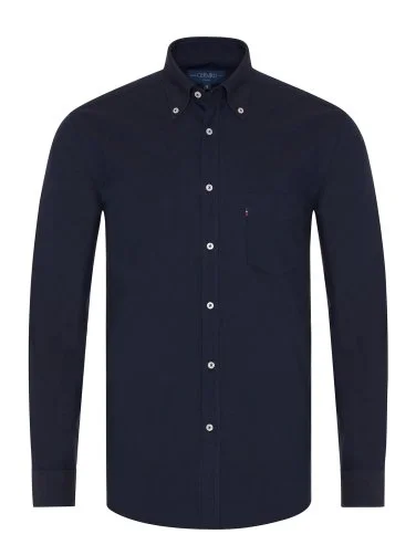 Germirli Navy Button-down Collar Pocket Tailor Fit Sport Oxford Men's Shirt - 1