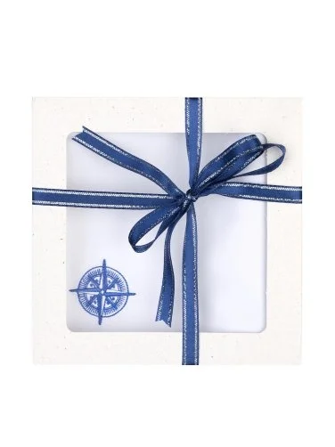 Germirli Poplin Cotton Handkerchief with Embroidered Compass in Navy Blue Color - 1