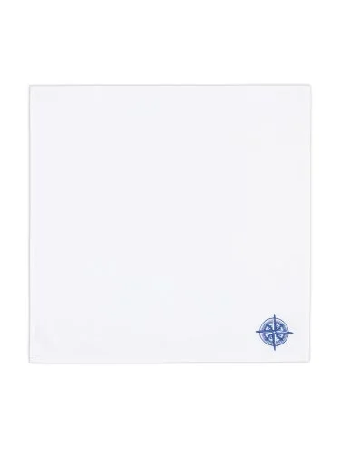 Germirli Poplin Cotton Handkerchief with Embroidered Compass in Navy Blue Color - 2