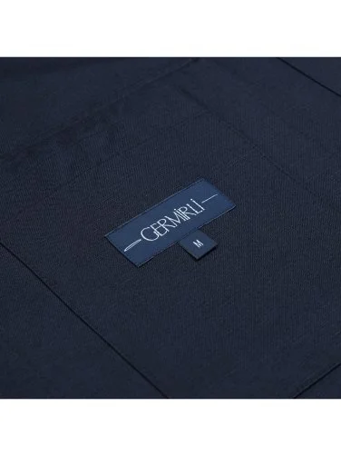 Germirli Navy Blue Color Flap Pocket Linen Cotton Jacket Shirt - 3