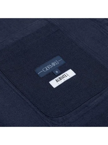 Germirli Navy Blue Denim Textured Germirli Tailor Fit Relaxed Fit Safari Organic Denim Cotton Jacket Shirt - 4