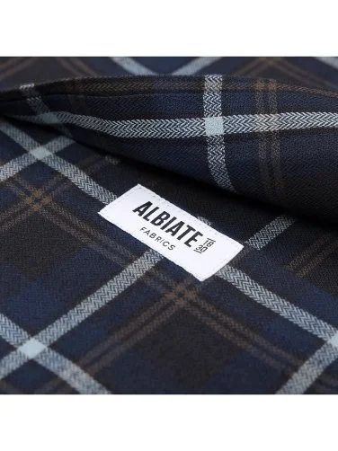 Germirli Navy Blue Flannel Plaid Albiate Button-Down Collar Tailor Fit Cotton Lumberjack Shirt - 4