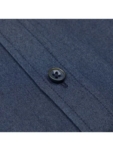 Germirli Navy Blue Pocket Button-down Collar Tailor Fit Exclusive Denim Shirt - 3