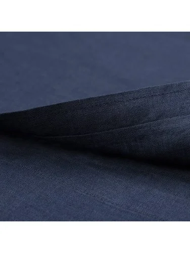 Germirli Navy Blue Soft Collar Tailor Fit Linen Shirt - 4