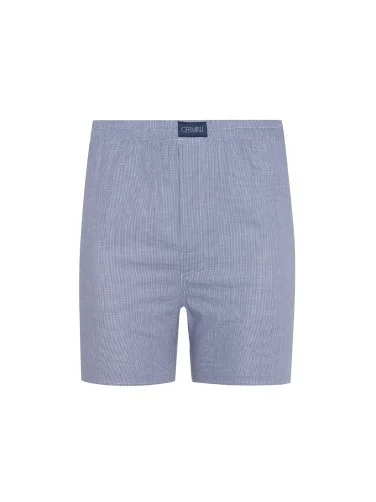 Germirli Navy Blue and White Gingham Patterned Cotton Boxer Shorts - 1