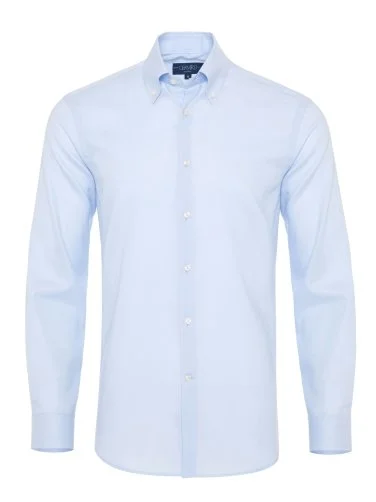 Germirli Non Iron Light Blue Panama Button-down Collar Tailor Fit Zero 24 Shirt - 1