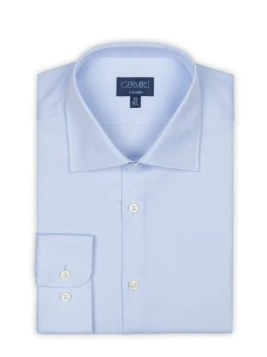 Non Iron Oxford Blue Classic Collar Tailor Fit Journey Shirt with Germirli - 2