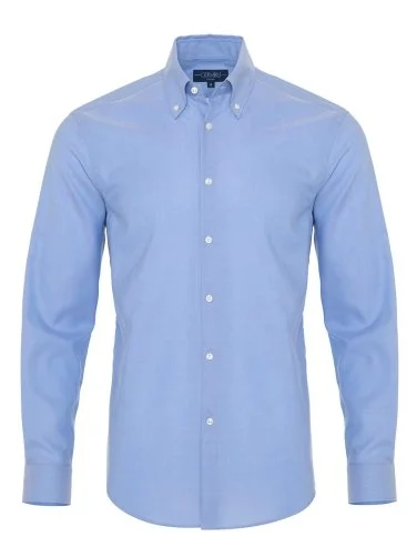 Non Iron Blue Panama Button-down Collar Tailor Fit Zero 24 Shirt with Germirli - 1