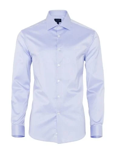 Non Iron Blue Twill Classic Collar Tailor Fit Shirt with Germirli - 1