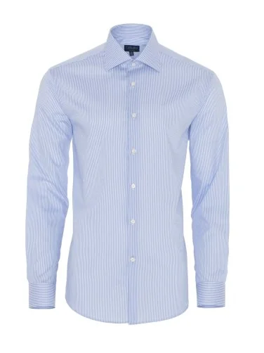Germirli Non Iron Light Blue Striped Tailor Fit Shirt - 3