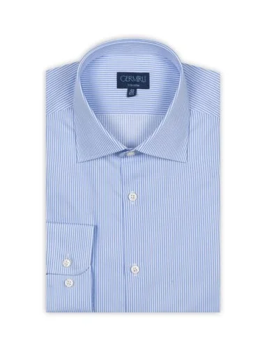 Germirli Non Iron Light Blue Striped Tailor Fit Shirt - 1