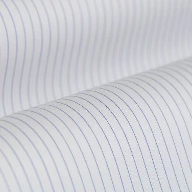 Non Iron Navy Blue Striped Classic Collar Tailor Fit Shirt with Germirli - 3