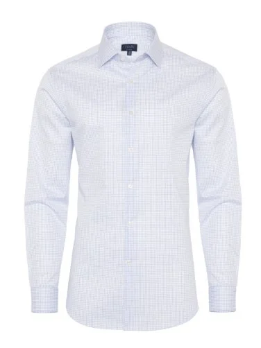 Non Iron Navy Checkered Classic Collar Tailor Fit Shirt with Germirli - 3