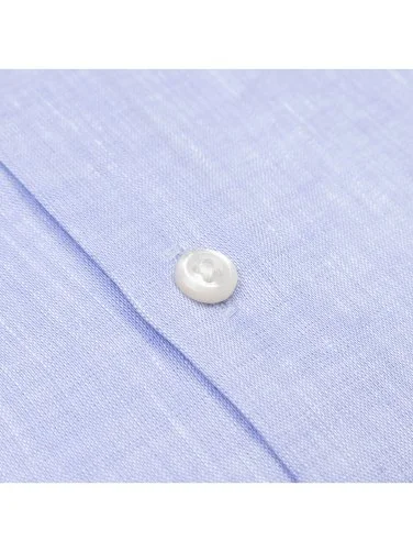 Non Iron Light Blue Classic Collar Tailor Fit Journey Linen Shirt with Germirli - 3