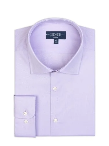 Germirli Non Iron Oxford Lilac Classic Collar Tailor Fit Thomas Mason Journey Shirt - 3